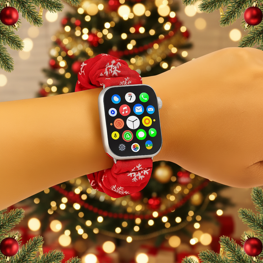 Scrunchies Apple Watch Band Christmas Plaid Collection Custom Fit Size