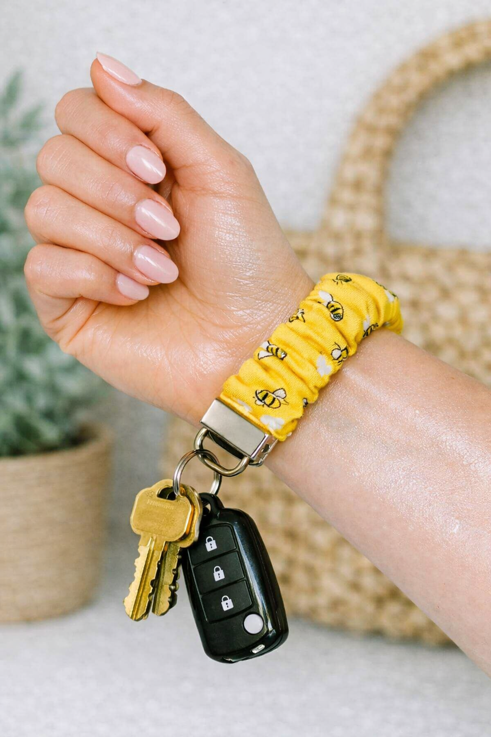 Bee Bliss Scrunchie Key Fob Done