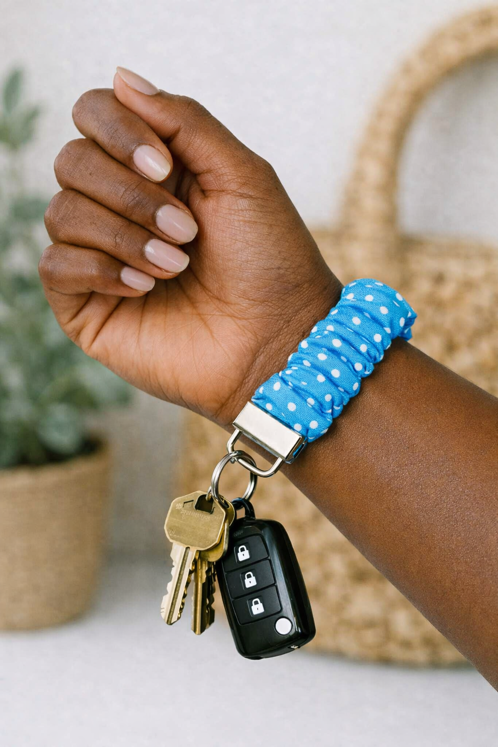Polka Dots Scrunchie Key Fob Done