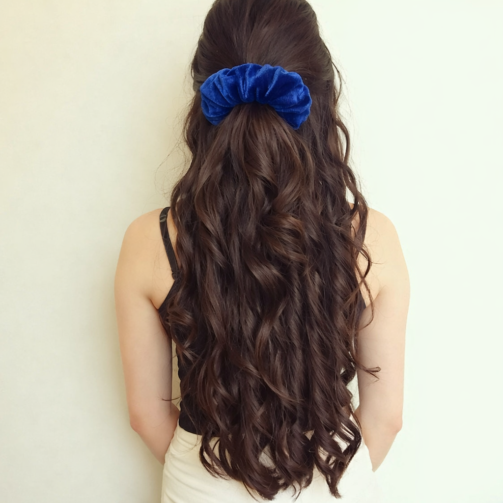 image Navy Blue Velvet Scrunchie done