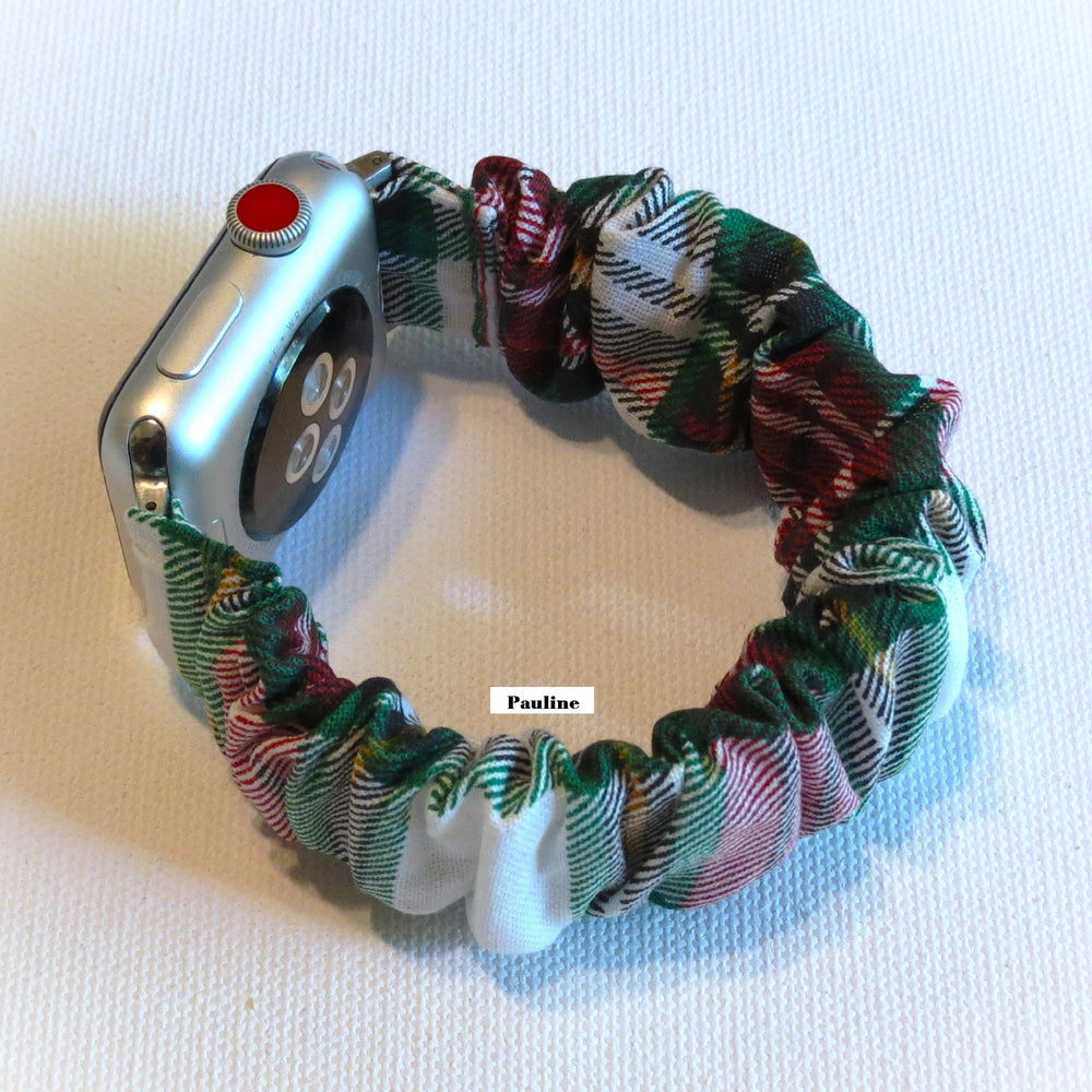 Scrunchies Apple Watch Band Christmas Plaid Collection Custom Fit Size